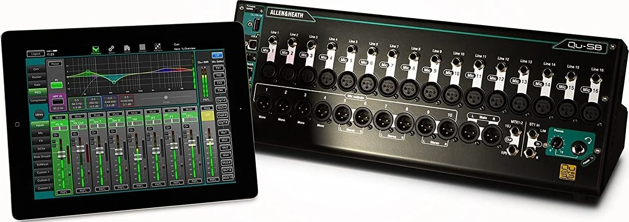 میکسر دیجیتال الن اند هیث Qu-SB - کنسول قابل حمل / نصب در رک 18 ورودی با کنترل iPad، رابط صوتی USB 32x32 و ضبط چند مسیره (iPad شامل نمی شود) | Qu-SB