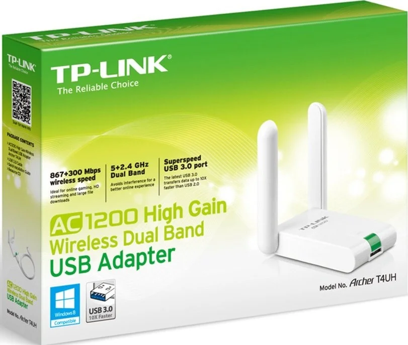 آداپتور USB بی‌سیم دو بانده TP-Link AC1200 با بهره بالا (Archer T4UH)