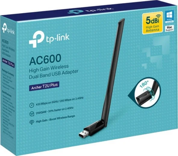 آداپتور وای فای USB تی پی-لینک AC600 مگابیت بر ثانیه برای کامپیوتر | Archer T2U Plus