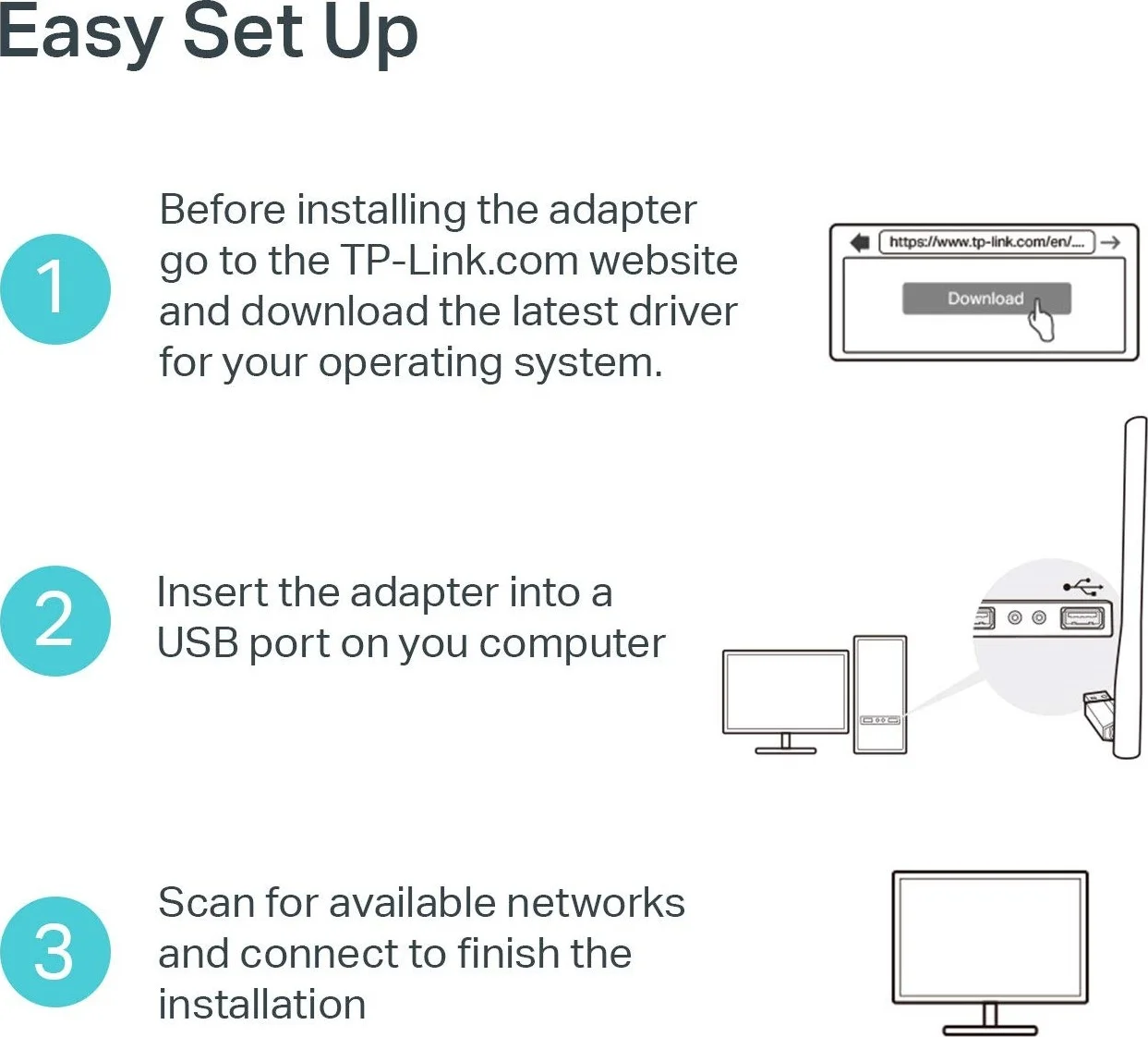 آداپتور وای فای USB تی پی-لینک AC600 مگابیت بر ثانیه برای کامپیوتر | Archer T2U Plus