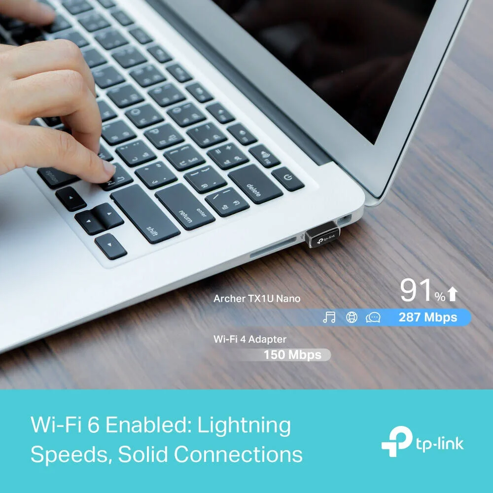 آداپتور USB وایرلس TP-Link Archer TX1U Nano، فناوری Wi-Fi 6 (AX300)، آنتن داخلی، Plug & Play، حالت AP، رابط USB 2.0، پشتیبانی از MU-MIMO و OFDMA، مشکی | TX1U Nano
