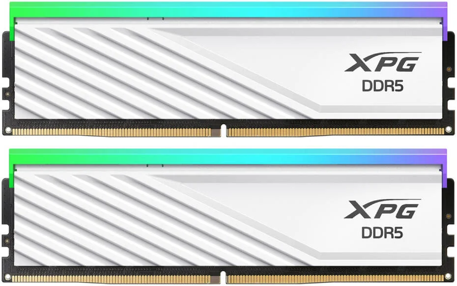 رم دسکتاپ ای‌دیتا XPG Lancer Blade RGB با ظرفیت 32 گیگابایت (2 عدد 16 گیگابایتی) DDR5، سرعت حافظه 6000MT/s، تاخیر CAS 30، سازگار با AMD Expo و Intel XMP 3.0، فرم فاکتور 288-Pin UDIMM، سفید | AX5U6000C3016G-DTLABRWH