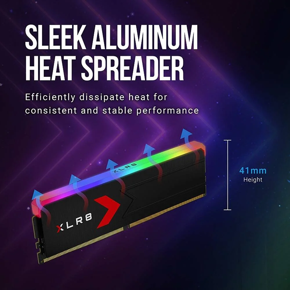 کیت حافظه دسکتاپ PNY XLR8 Gaming 32GB (2x16GB) DDR5 RGB، سرعت 6000 مگاهرتز، تاخیر CL36 CAS، ولتاژ 1.35، پشتیبانی از XMP 3.0 | MD32GK2D5600036XRGB