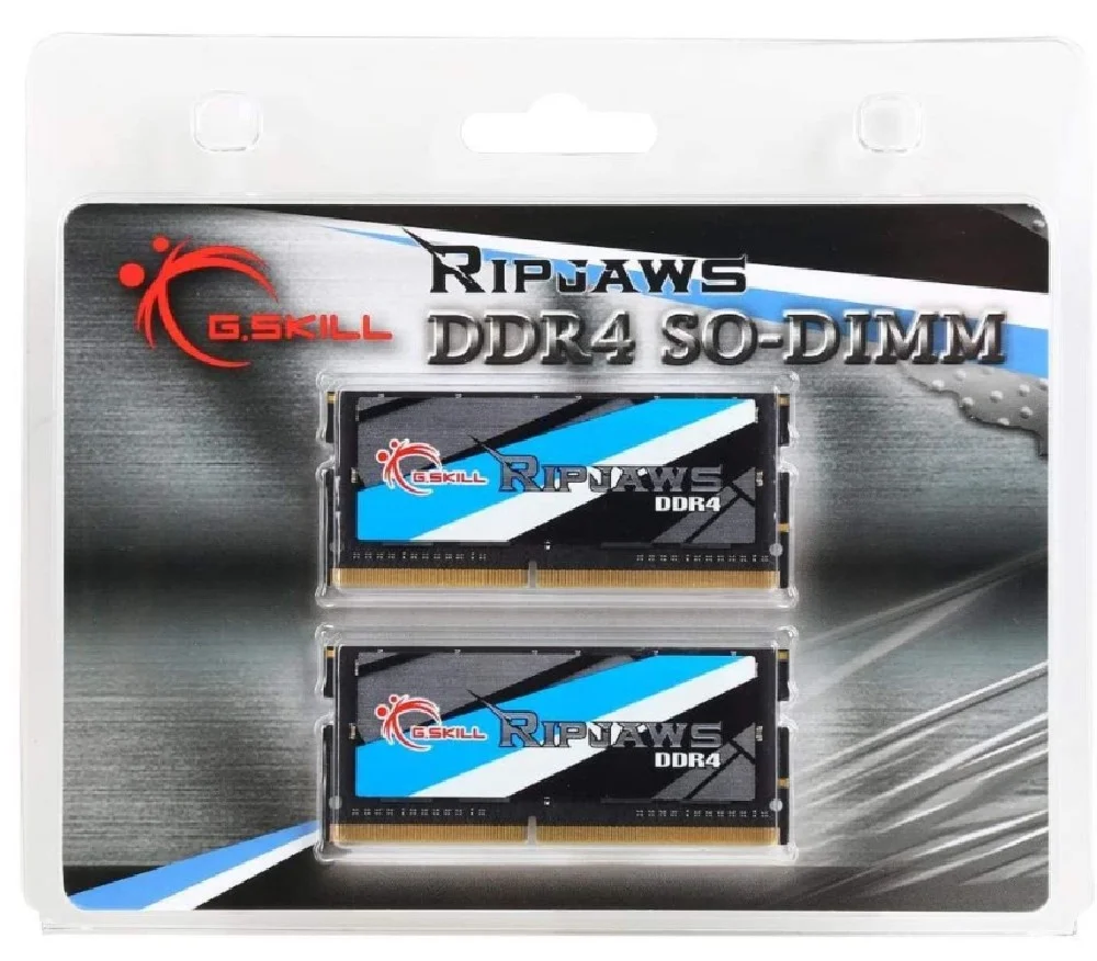 رم لپ تاپ دو کاناله 64 گیگابایتی (2x32GB) G.Skill Ripjaws Series DDR4، سرعت تست شده 2666 MT/s، تاخیر CAS 18-18-18-43، ولتاژ 1.20V، SO-DIMM | F4-2666C18D-64GRS