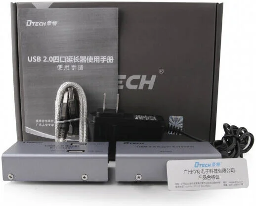 افزایش دهنده USB 2.0 مدل DTECH DT-7014A، سرعت انتقال تا 480 مگابیت بر ثانیه، CAT5/CAT5E و CAT6، دارای 4 پورت، منبع تغذیه خارجی 1000 میلی آمپر، تا 50 متر از طریق کابل LAN، نقره ای | DT-7014A