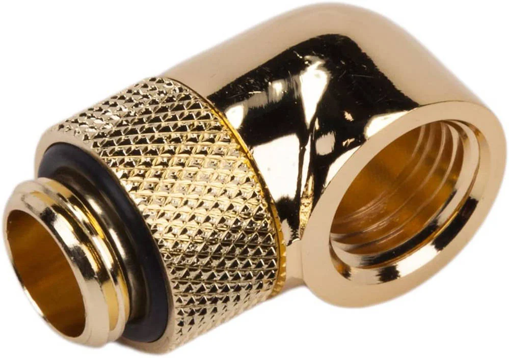 اتصال چرخشی 90 درجه نری به مادگی بارو G1/4 اینچ، برنج با روکش نیکل با کیفیت بالا، بسته 4 عددی، طلایی | TR-TWT90-v2