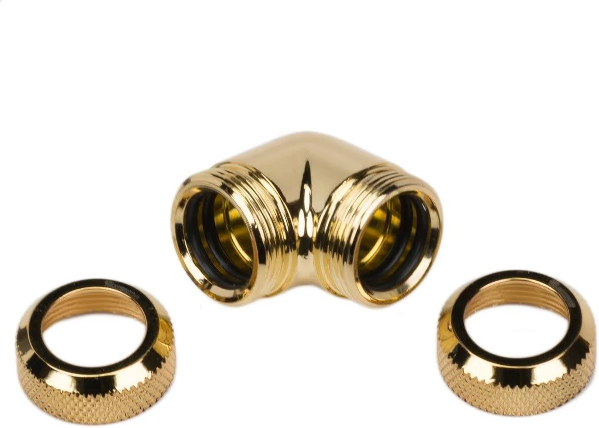 اتصال چندگانه به چندگانه بارو 14 میلی‌متری، زاویه 90 درجه، برنج با روکش نیکل با کیفیت بالا، بسته 4 عددی، طلایی | TR-TWT90K