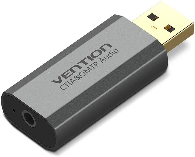 کارت صدای اکسترنال USB ونشن، تنظیم حرفه ای صدا، کانال مجازی 7.1، افکت صدای استریو 360 درجه، نرخ نمونه برداری 44.1/48 کیلوهرتز در 16 بیت، فرآیند آلیاژی، نوع فلزی، خاکستری | VAB-S19-H