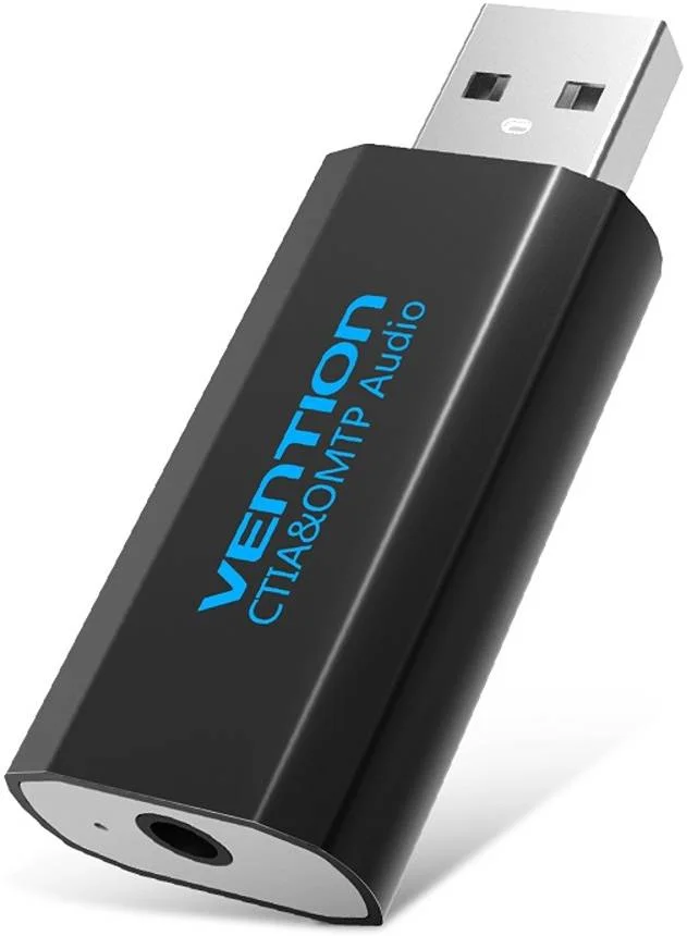 کارت صدای اکسترنال USB ونشن، پشتیبانی از دستگاه های صوتی CITA و OMTP، بازتولید صدای عالی، سازگار با Win 10 / Win 8 / Win 7 / Linux / Vista / Mac OS، بدنه فلزی، مشکی | VAB-S16-B