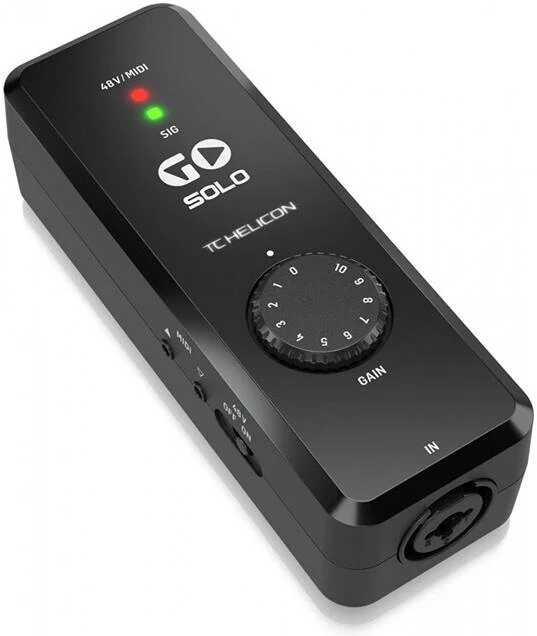 اینترفیس صوتی/MIDI تی سی-هلیکون Go Solo، اینترفیس صوتی قابل حمل برای دستگاه های موبایل، 1 ورودی میکروفون/لاین/ساز، فانتوم پاور 48 ولت، خروجی هدفون، رزولوشن 24 بیتی، سازگار با Mac/PC/iOS/Android، مشکی | GOSOLO اینترفیس صوتی/MIDI تی سی-هلیکون Go Solo، اینترفیس صوتی قابل حمل برای دستگاه های موبایل، 1 ورودی میکروفون/لاین/ساز، فانتوم پاور 48 ولت، خروجی هدفون، رزولوشن 24 بیتی، سازگار با Mac/PC/iOS/Android، مشکی | GOSOLO