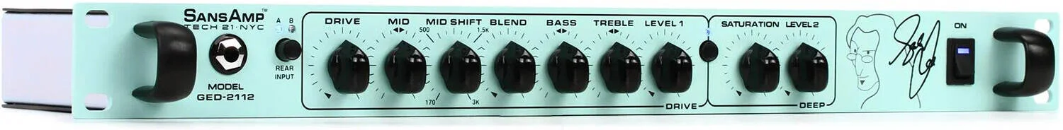 پری آمپ رک مونت Tech 21 Geddy Lee Signature SansAmp 1U، دوگانه، مدارهای تمام آنالوگ SansAmp، خروجی تیونر، حلقه افکت با سوییچ میکس 50/50، خروجی 1/4 اینچی بدون افکت، کنترل درایو | GED-2112