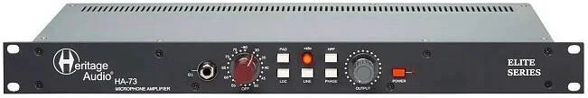 پری امپ میکروفون Heritage Audio HA-73، طراحی کلاس A، ترانسفورماتورهای Carnhill، محدوده بهره 80 دسی بل، ورودی های لاین و DI، صدای وینتج 1073، ساخت عالی، مشکی | HA-73