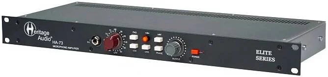 پری امپ میکروفون Heritage Audio HA-73، طراحی کلاس A، ترانسفورماتورهای Carnhill، محدوده بهره 80 دسی بل، ورودی های لاین و DI، صدای وینتج 1073، ساخت عالی، مشکی | HA-73