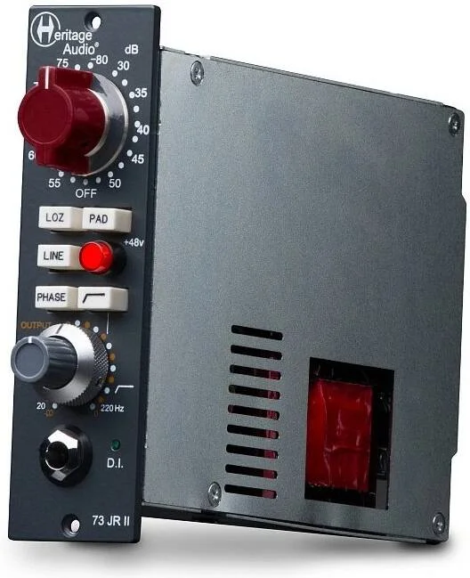 پری امپ میکروفون سری 500 هریتج آدیو 73JR II، طراحی کلاس A، ترانسفورماتورهای Carnhill، بهره 80 دسی بل، ورودی های لاین و DI، بخش EQ، تُن گرم و قدیمی، مشکی | 73JR II