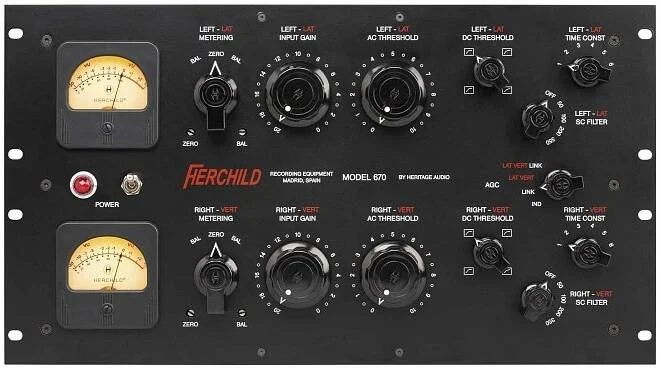 کمپرسور استریو لامپی هریتیج آدیو Herchild 670، طراحی Vari-Mu Fairchild، 22 لامپ، 9 ترانسفورماتور، دو کاناله، حالت LAT/VER، پردازش Mid/Side، مشکی | HERCHILD 670 کمپرسور استریو لامپی هریتیج آدیو Herchild 670، طراحی Vari-Mu Fairchild، 22 لامپ، 9 ترانسفورماتور، دو کاناله، حالت LAT/VER، پردازش Mid/Side، مشکی | HERCHILD 670