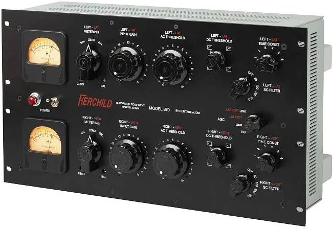 کمپرسور استریو لامپی هریتیج آدیو Herchild 670، طراحی Vari-Mu Fairchild، 22 لامپ، 9 ترانسفورماتور، دو کاناله، حالت LAT/VER، پردازش Mid/Side، مشکی | HERCHILD 670