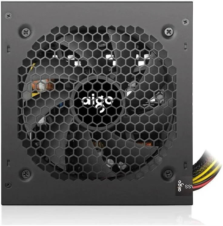 منبع تغذیه 500 واتی Aigo Warrior AK500 Max ATX، PFC داخلی، کنترل دمای هوشمند، فن بلبرینگ هیدرولیک 12 سانتی متری بی صدا، ATX 24 پین 12 ولت، 4 رابط SATA، مشکی | AK500