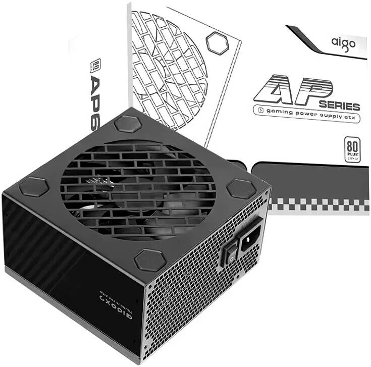 منبع تغذیه غیر ماژولار Aigo AP550، بازدهی 80 PLUS White، PFC فعال، فن خنک کننده 120 میلی متری داخلی، چهار پد سیلیکونی، اقدامات حفاظتی، مشکی | AP550