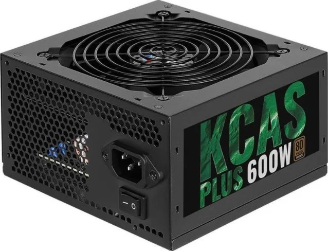 منبع تغذیه 600 وات Aerocool KCAS Plus، محدوده کامل DC به DC، 80 Plus Bronze، بازدهی 85%+، APFC داخلی، ریل +12V تکی قدرتمند، فن 12 سانتی متری بی صدا، ATX | AC-KCAS-PLUS-600W