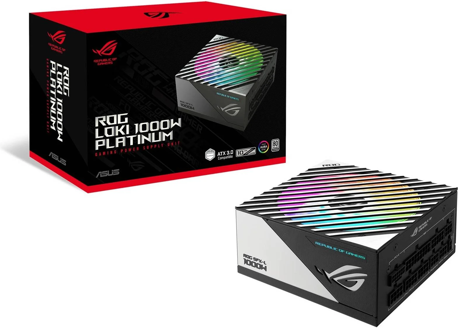 منبع تغذیه 1000 واتی ایسوس راگ لوکی SFX-L، دارای گواهینامه 80 پلاس پلاتینیوم، کاملاً ماژولار، PCIe نسل 5.0، فن 120 میلیمتری با نورپردازی ARGB و Aura Sync، هیت سینکهای ROG، دکمه فن 0dB، مشکی | 90YE00N1-B0NA00 منبع تغذیه 1000 واتی ایسوس راگ لوکی SFX-L، دارای گواهینامه 80 پلاس پلاتینیوم، کاملاً ماژولار، PCIe نسل 5.0، فن 120 میلیمتری با نورپردازی ARGB و Aura Sync، هیت سینکهای ROG، دکمه فن 0dB، مشکی | 90YE00N1-B0NA00