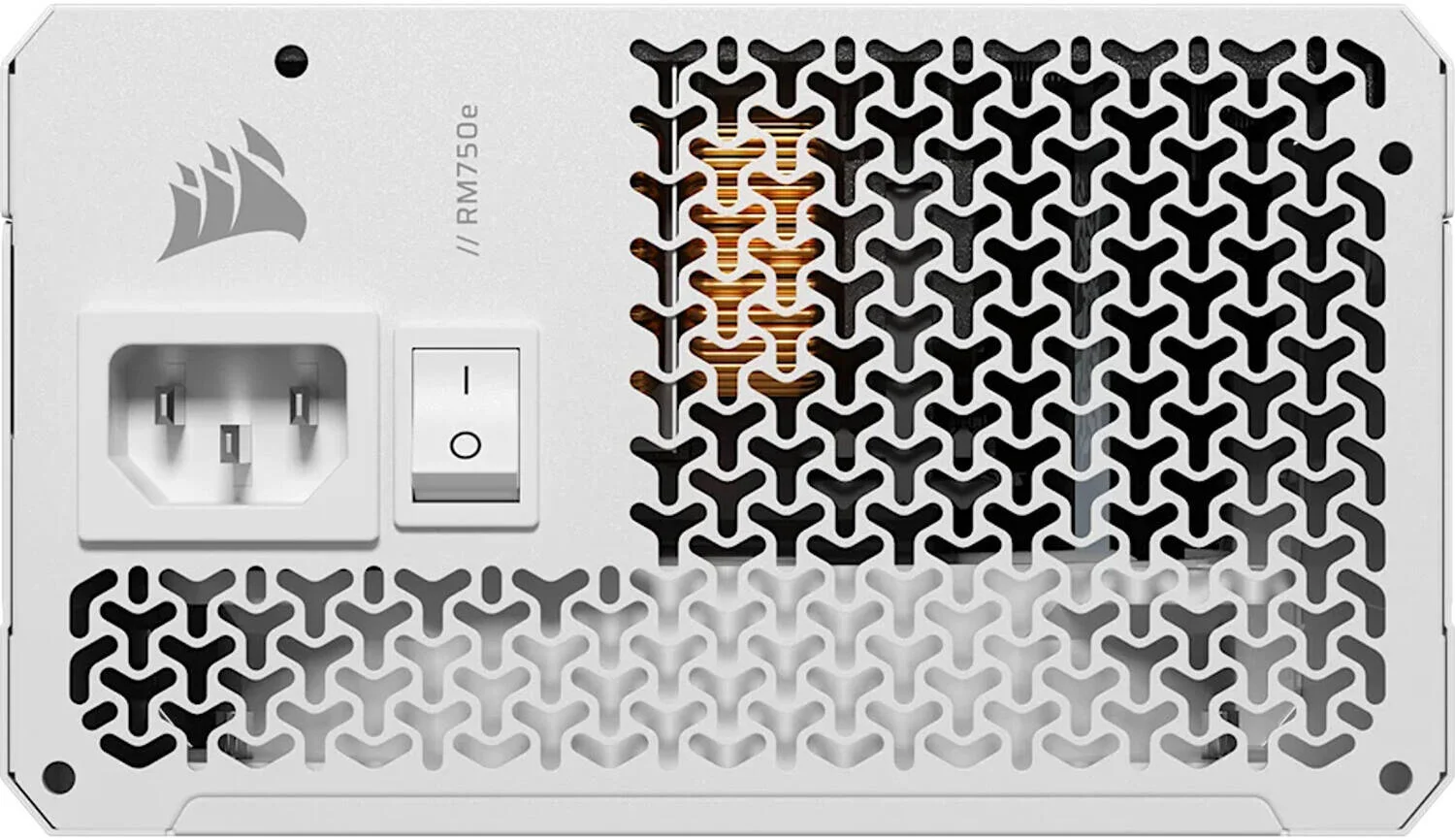 منبع تغذیه کامپیوتر کرسیر سری RMe مدل RM750e، کاملاً ماژولار، کم صدا، ATX، توان 750 وات، راندمان 80 PLUS Gold، فن بلبرینگ تفنگی 120 میلی‌متری، حالت فن Zero RPM، دارای گواهی ATX 3.1، سفید | CP-9020292-UK