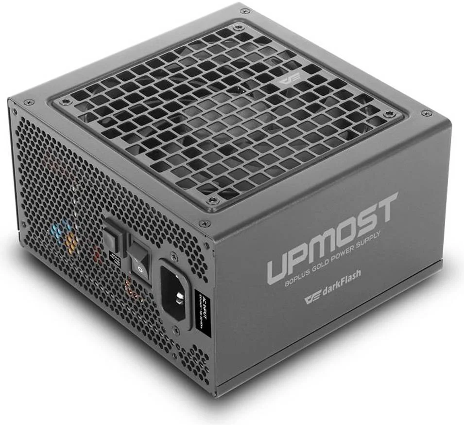 منبع تغذیه 750 وات دارک فلش مدل Upmost UPT، گواهینامه طلایی، کاملا ماژولار، خازن ژاپنی، حالت Zero RPM، فن بلبرینگی 120 میلی متری، استاندارد ATX، خروجی تکی +12 ولت، PFC فعال، مشکی | UPT 750W
