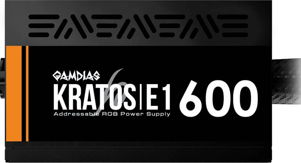 منبع تغذیه 600 واتی Gamdias Kratos E1-600 ARGB، توان خروجی 600 وات، جریان هوای بالا و بلبرینگ کم صدا، 6+2 پین PCIE، ATX12V v2.4، بازدهی 80%، پشتیبانی از حالت های C6/C7 | GD-KRATOS-E1-600