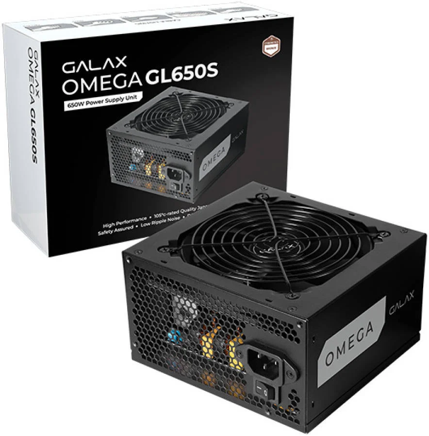 منبع تغذیه غیر ماژولار GALAX OMEGA GL650S، توان 650 وات، رتبه بندی خازن ها 105 درجه سانتیگراد، تبدیل DC/DC، مشکی | PGO50BOTNATB0 منبع تغذیه غیر ماژولار GALAX OMEGA GL650S، توان 650 وات، رتبه بندی خازن ها 105 درجه سانتیگراد، تبدیل DC/DC، مشکی | PGO50BOTNATB0