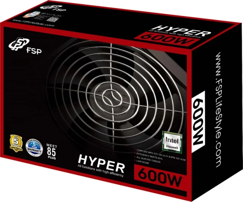 منبع تغذیه 600 واتی FSP HP600S Hyper Standard، فن 120 میلیمتری، سطح نویز < 19dBA، 200-240Vac، PFC فعال (>0.9 typical) | PPA6003710 منبع تغذیه 600 واتی FSP HP600S Hyper Standard، فن 120 میلیمتری، سطح نویز < 19dBA، 200-240Vac، PFC فعال (>0.9 typical) | PPA6003710
