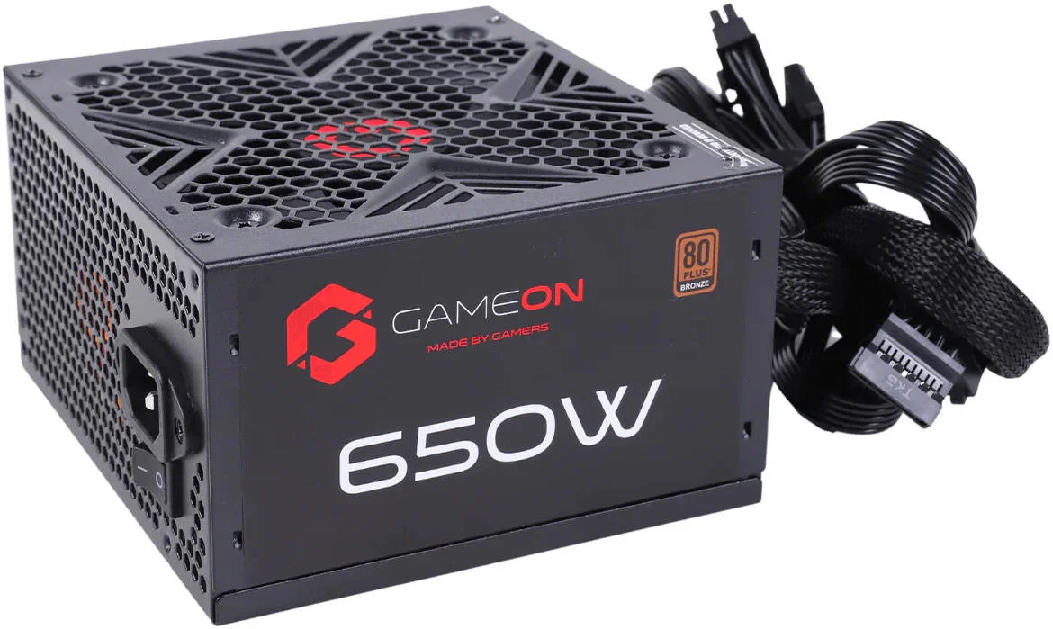 منبع تغذیه گیمینگ 650 وات 80 پلاس برنز GAMEON - SPY2 ATX، ولتاژ 220 ولت، طراحی PCB دوبل، مصرف برق پایین، فرآیند ساخت SMD، محافظت کامل، مشکی | GO-SPYATX650W