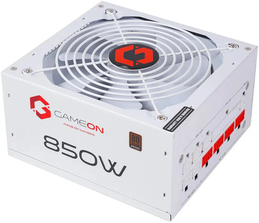 منبع تغذیه گیمینگ 850 وات GAMEON - SPY2 ATX 80 PLUS BRONZE، کاملاً ماژولار، طراحی PCB دوبل، مصرف برق پایین، فرآیند ساخت SMD، محافظت کامل، سفید | GO-SPYATX850W-W