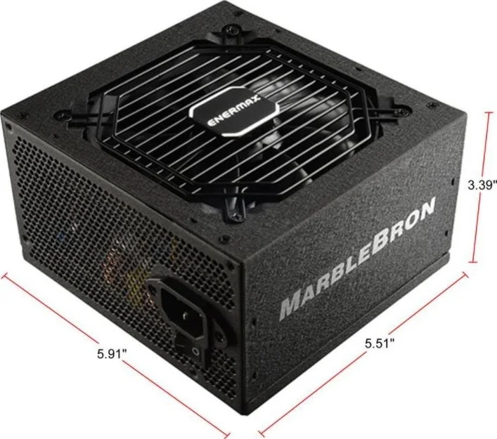 منبع تغذیه 750 وات Enermax MarbleBron EMB750EWT، دارای گواهینامه 80 پلاس برنز، نیمه ماژولار، فن 120 میلی‌متری با فشار بالا، PFC فعال | EMB750EWT