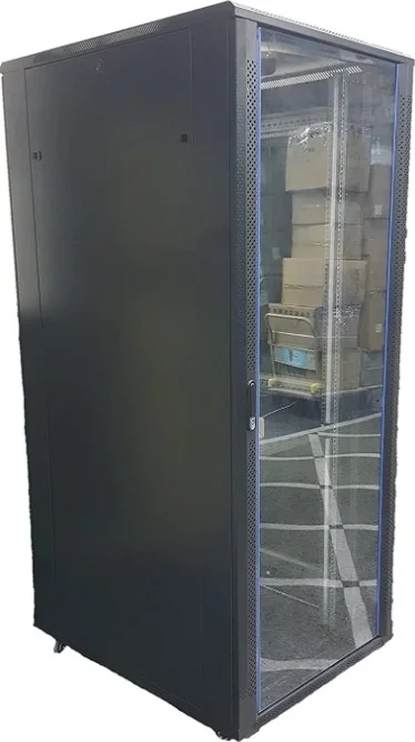 رک مونت سرور Aico 42U، دارای 1 طبقه / 4 فن، درب شیشه ای مقاوم، چرخ های سنگین، ابعاد 800mm (عرض) x 1000mm (عمق) x 2000 (ارتفاع)، مشکی | AIF2015