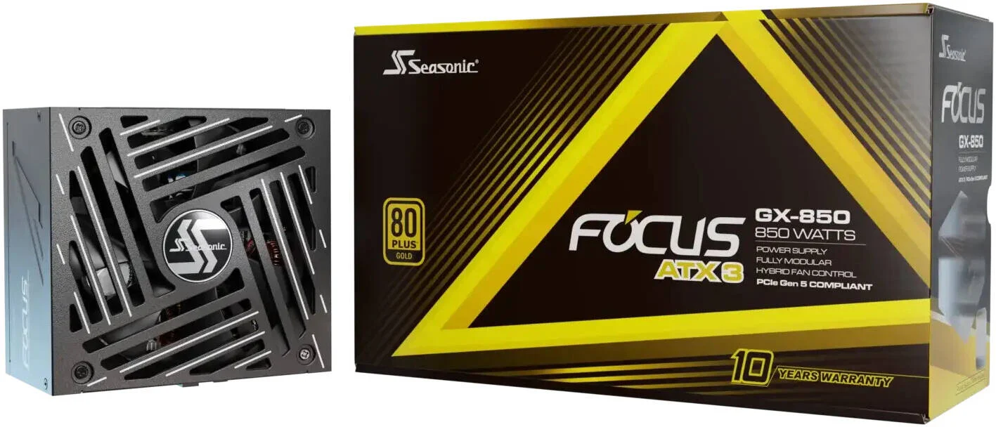 منبع تغذیه کاملا ماژولار Seasonic FOCUS GX ATX 3.1، توان 850 وات، بازدهی 80 PLUS Gold، بلبرینگ دینامیکی سیال 135 میلی‌متری، فرم فاکتور ATX/EPS، مشکی | SRP-FGX851-A5A32SF