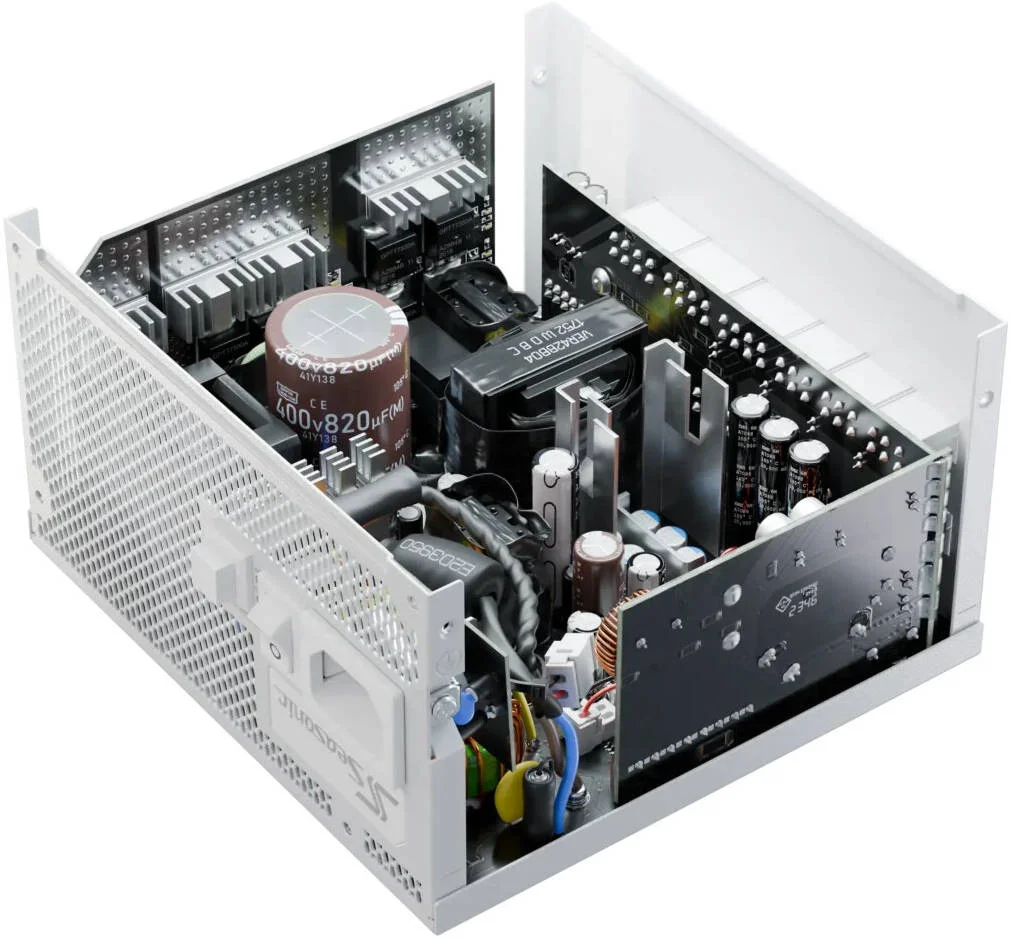 منبع تغذیه کامپیوتر 1000 وات Seasonic FOCUS GX White ATX 3.1، کاملا ماژولار، راندمان 80 PLUS Gold، بلبرینگ دینامیکی سیال 135 میلی‌متری، فرم فاکتور ATX/EPS، سفید | SRP-FGX102-A5A32SF-W