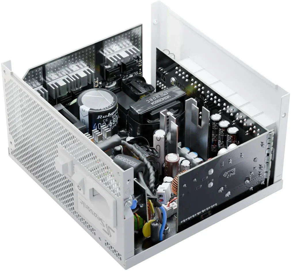 منبع تغذیه کامپیوتر سی‌سونیک FOCUS GX سفید، ATX 3.1، کاملاً ماژولار، توان 850 وات، راندمان 80 پلاس گلد، بلبرینگ دینامیکی سیال 135 میلی‌متری، فرم فاکتور ATX/EPS، سفید | SRP-FGX851-A5A32SF-W