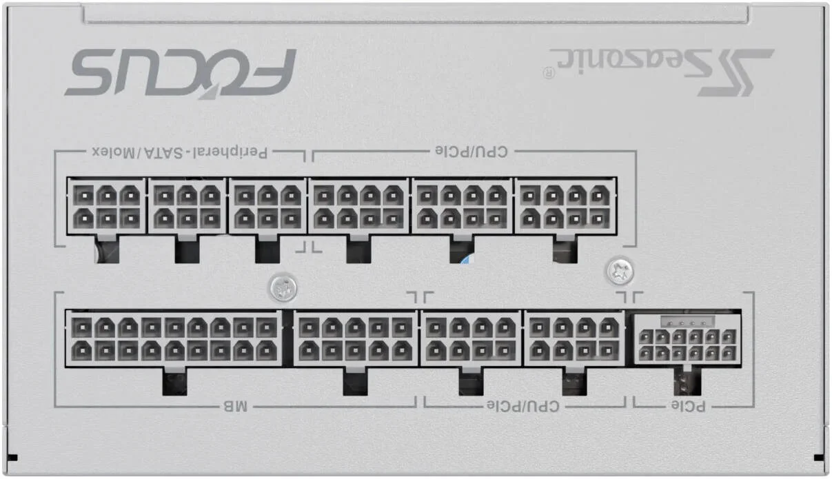 منبع تغذیه کامپیوتر سی‌سونیک FOCUS GX سفید، ATX 3.1، کاملاً ماژولار، توان 850 وات، راندمان 80 پلاس گلد، بلبرینگ دینامیکی سیال 135 میلی‌متری، فرم فاکتور ATX/EPS، سفید | SRP-FGX851-A5A32SF-W