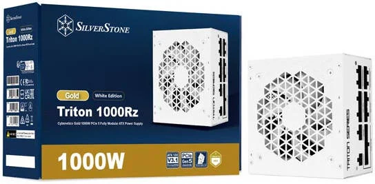 منبع تغذیه کاملا ماژولار SilverStone Triton 1000Rz، توان 1000 وات، Cybenetics Gold، تک فن 120 میلی متری FDB، PFC فعال، خازن های الکترولیتی ژاپنی، فرم فاکتور ATX، سفید | SST-TR1000R-GM-WWW