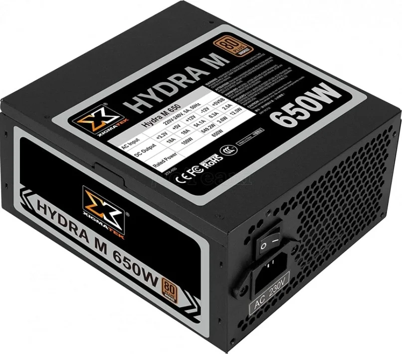 منبع تغذیه ماژولار کامل 650 واتی Xigmatek Hydra M با گواهینامه 80+ Bronze، PFC DC به DC، AC 230V، کابل برق UK، ATX، مشکی | EN44474