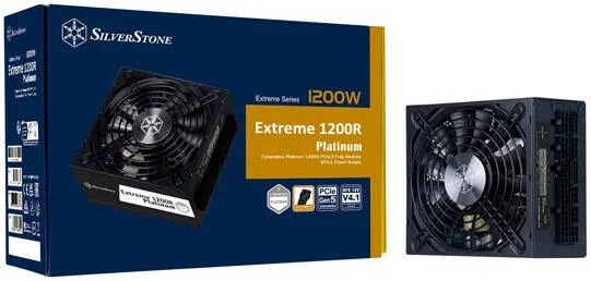 منبع تغذیه کامپیوتر ۱۲۰۰ وات سیلوراستون Extreme 1200R پلاتینیوم، تمام ماژولار، راندمان 80 پلاس پلاتینیوم، فن بلبرینگ FDB ۱۲۰ میلی‌متری، PFC فعال، خازن‌های ژاپنی، SFX-L، مشکی | SST-EX1200R-PL