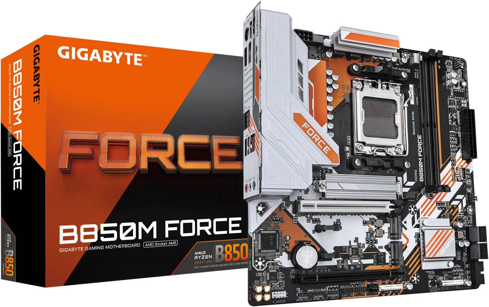 مادربرد GIGABYTE B850 Force AM5 Micro ATX، چیپست AMD B850، 2 اسلات DDR5 DIMM، حداکثر حافظه 128 گیگابایت، 1 اسلات PCIe 5.0 x16، 3 اسلات M.2 | B850M-FORCE
