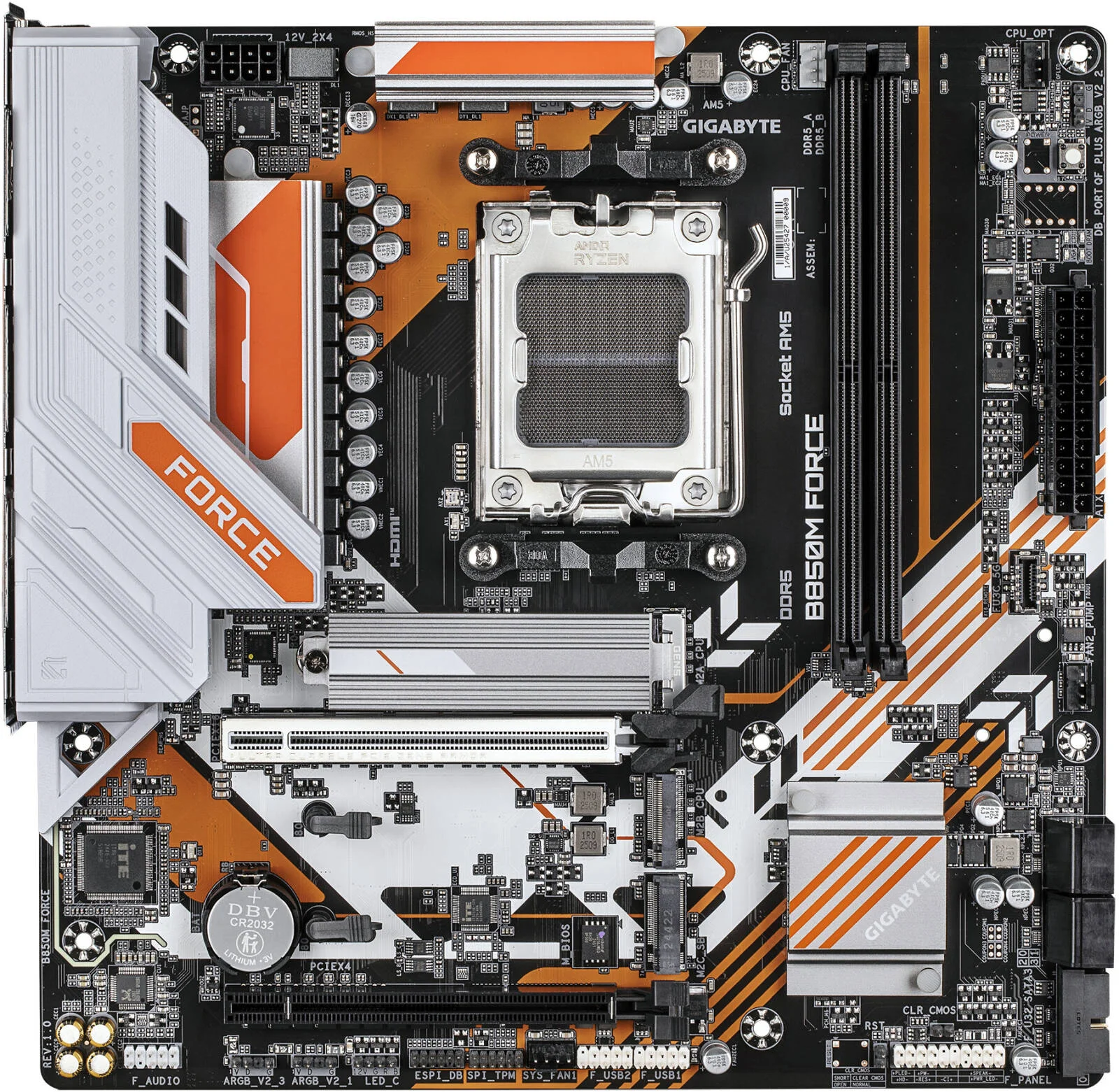مادربرد GIGABYTE B850 Force AM5 Micro ATX، چیپست AMD B850، 2 اسلات DDR5 DIMM، حداکثر حافظه 128 گیگابایت، 1 اسلات PCIe 5.0 x16، 3 اسلات M.2 | B850M-FORCE
