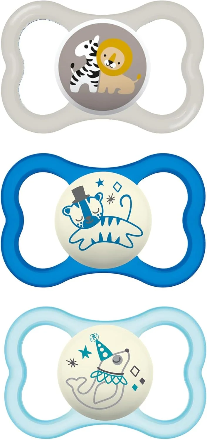 پستانک کودک روز و شب MAM Air، برای پوست حساس، در تاریکی می درخشد، 3 عددی، 16+ ماه، پسر، 3 عدد (بسته 1 عددی)