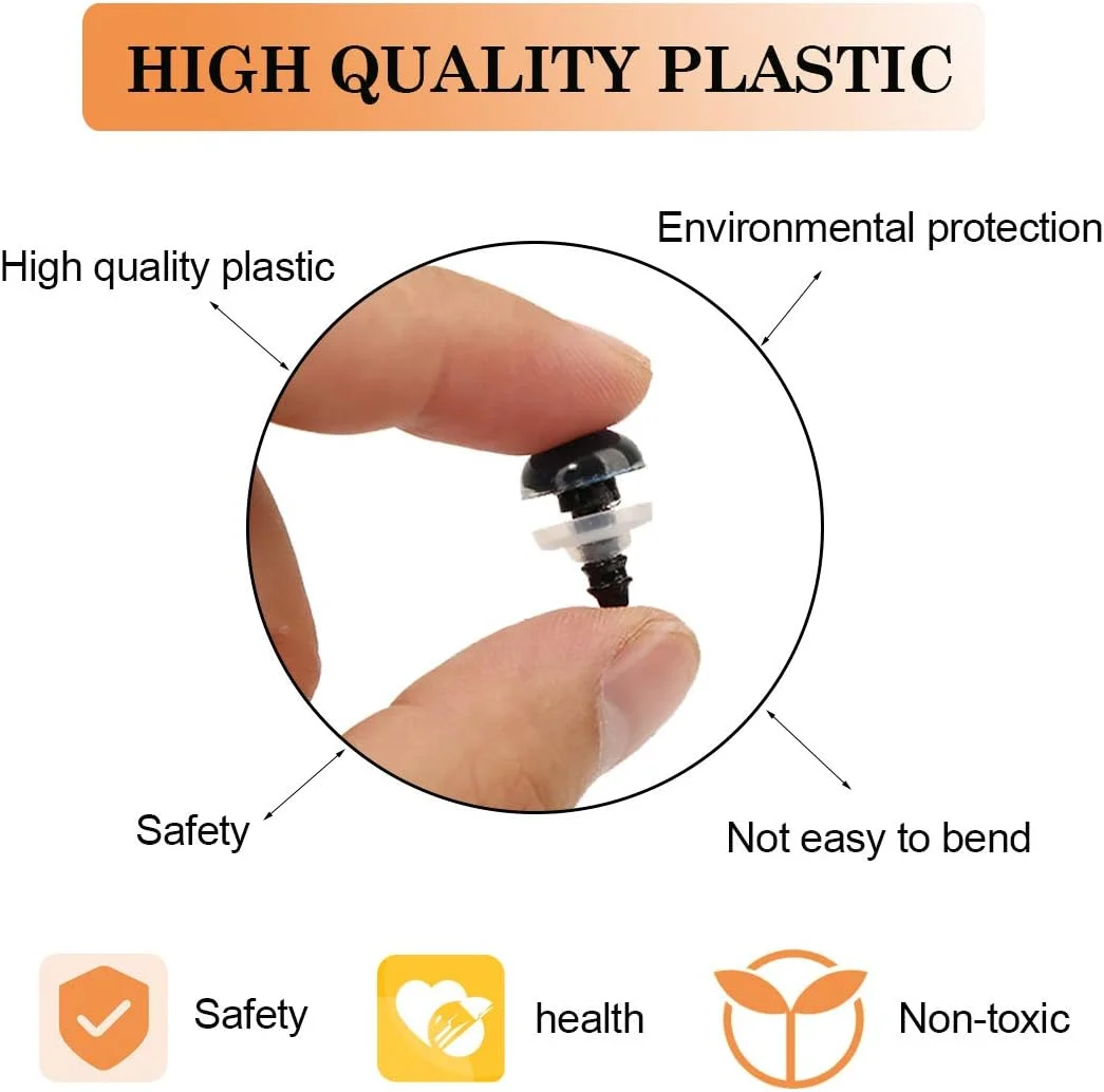 ۷۹۶ عدد چشم و بینی پلاستیکی برای عروسکسازی، چشمهای مشکی ۶-۲۰ میلیمتری با واشر، بینی خرسی در اندازههای مختلف برای ساخت اسباببازیهای پولیشی و قلاببافی ۷۹۶ عدد چشم و بینی پلاستیکی برای عروسکسازی، چشمهای مشکی ۶-۲۰ میلیمتری با واشر، بینی خرسی در اندازههای مختلف برای ساخت اسباببازیهای پولیشی و قلاببافی