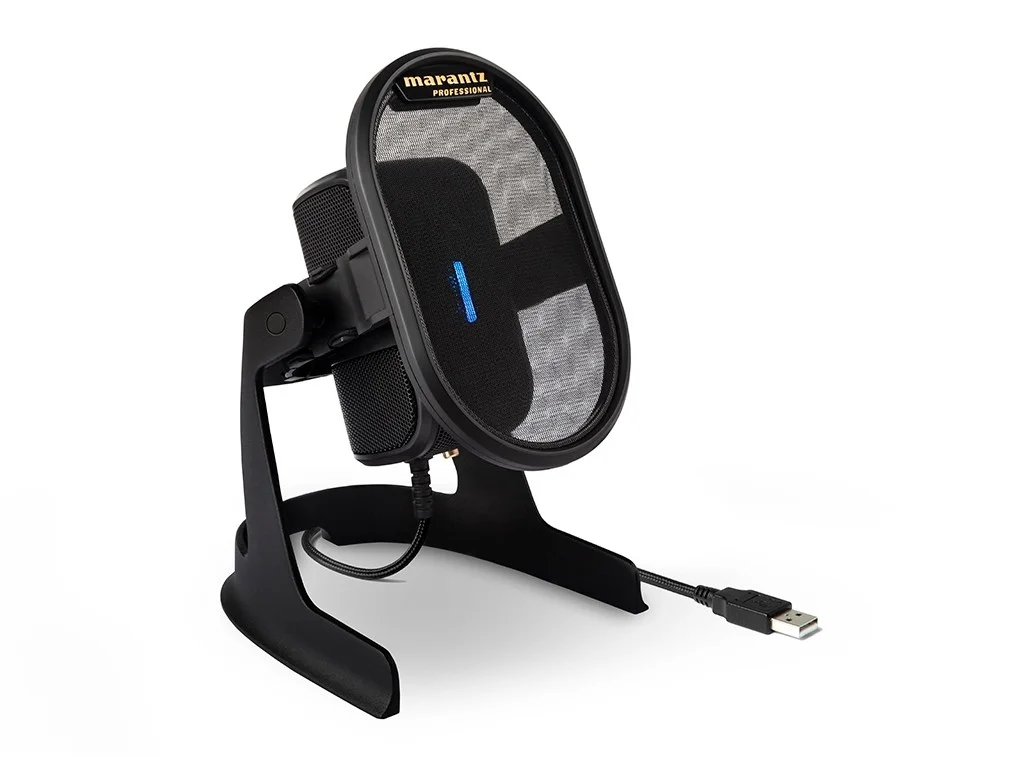 میکروفون USB حرفه ای Marantz Umpire، محدوده فرکانس 80 هرتز تا 15 کیلوهرتز، حساسیت 34 دسی بل، امپدانس 100 اهم ± 30% در 1 کیلوهرتز، رزولوشن 48 کیلوهرتز/16 بیتی | UMPIRE