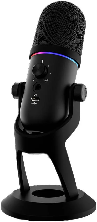 میکروفون استریمینگ RGB گیمدیاس مدل PHEME M1، الگوی قطبی سوپرکاردیوید، 12 حالت RGB چند رنگ، نرخ نمونه برداری 192 کیلوهرتز / 24 بیت، کنترل های لمسی، پایه تاشو و قابل تنظیم داخلی، مشکی | GD-PHEME-M1