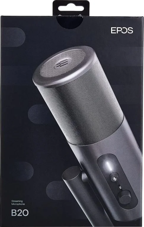 میکروفون استریمینگ USB C جمع و جور EPOS B20 با 4 الگوی قطبی، مانیتورینگ هدفون داخلی و کنترل های گین/صدا، خاکستری | 1000417