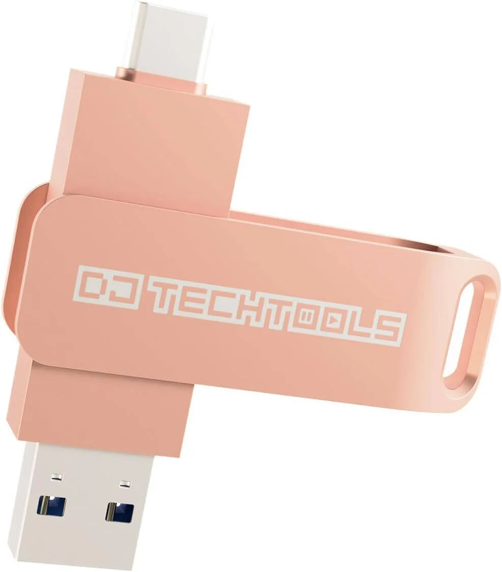 فلش مموری USB Chroma از DJ TechTools، ظرفیت 128 گیگابایت، دارای دو پورت پرسرعت USB Type-A و USB 3.2 Type-C، سرعت همگام سازی 113.33 مگابایت بر ثانیه، سرعت انتقال فوق العاده سریع، رزگلد | 850007367954