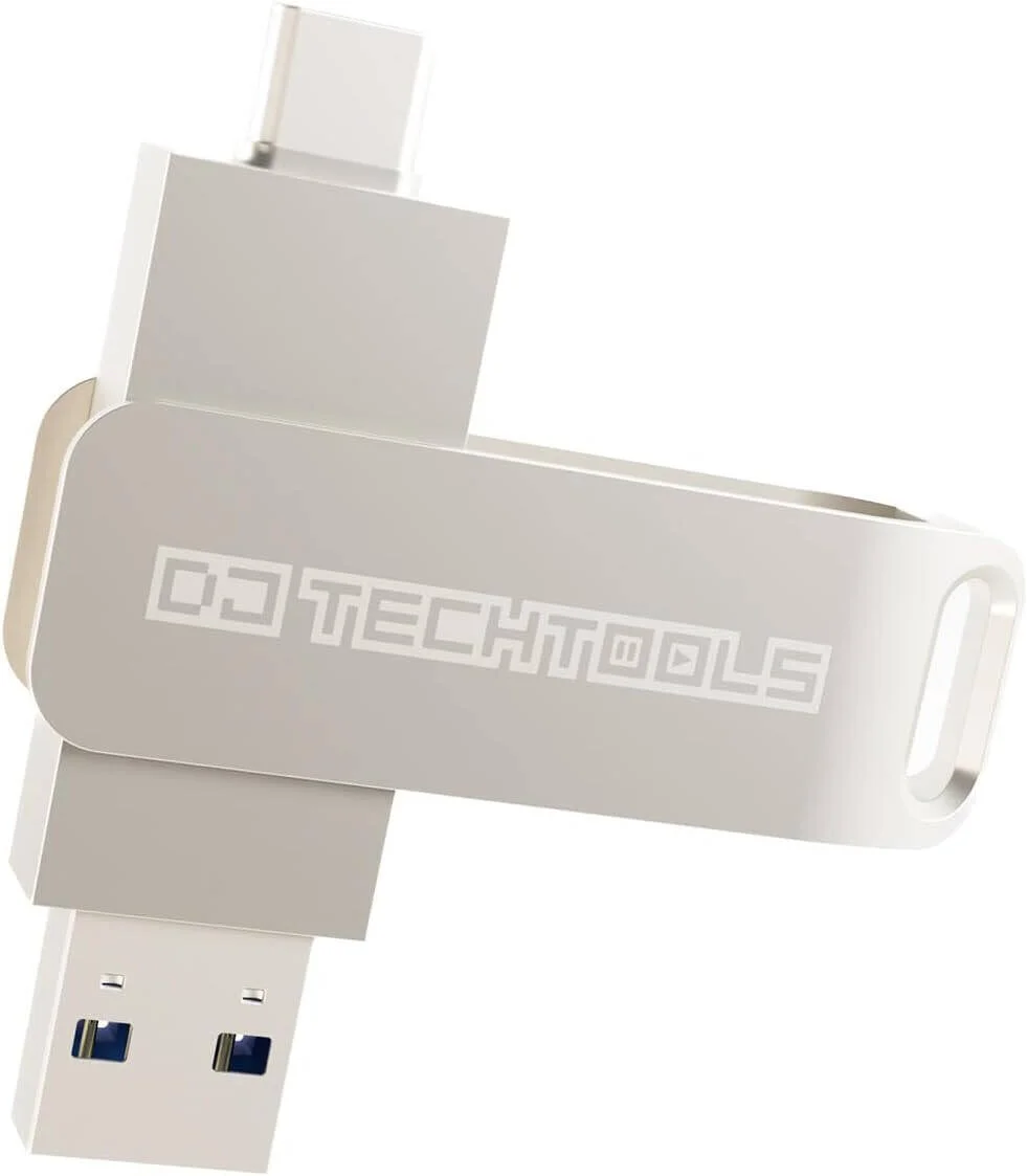فلش مموری USB Chroma از DJ TechTools، حافظه 128 گیگابایتی، دارای دو پورت پرسرعت USB Type-A و USB 3.2 Type-C، سرعت همگام سازی 113.33 مگابایت بر ثانیه، سرعت انتقال فوق العاده سریع، کروم | 850007367947
