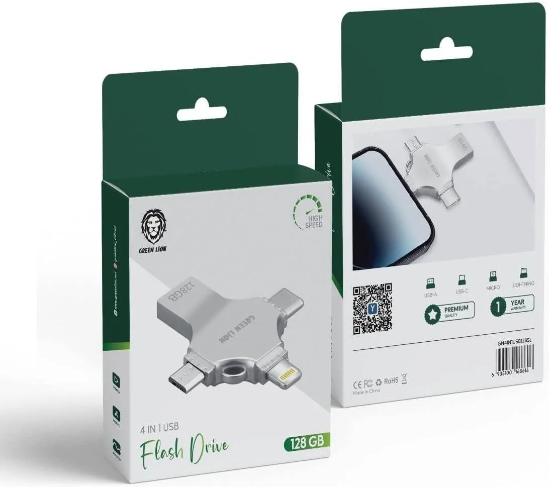 فلش مموری USB یونیورسال 4 در 1 گرین لاین (128 گیگابایت) فلش مموری USB یونیورسال 4 در 1 گرین لاین (128 گیگابایت)